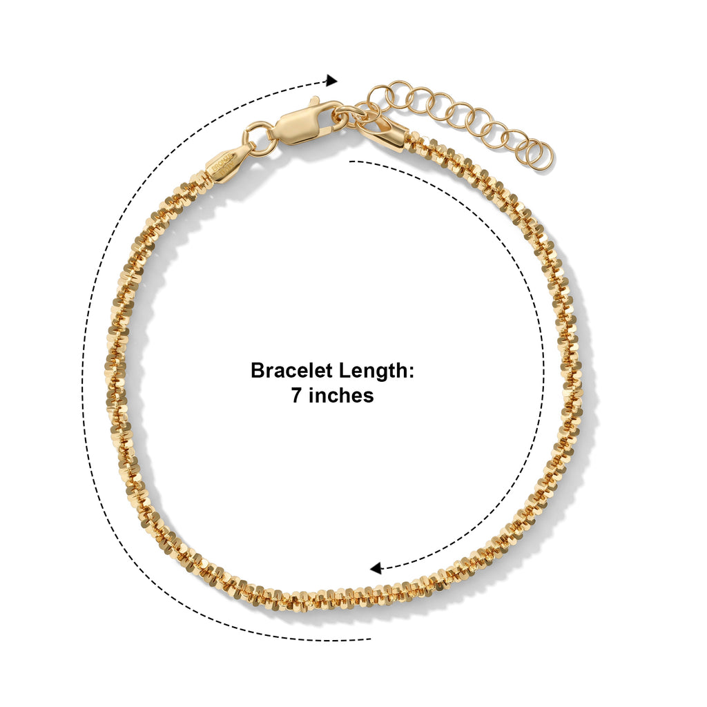 Bronzella Collection - 18K Gold Overlay Italian Made Rock Bracelet (Size - 7+1 Ext)_8666732_2