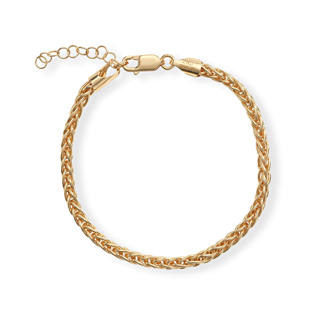 Bronzella Collection - 18K Gold Overlay Italian Made Spiga Bracelet (Size - 7+1 Ext) Weight 7.20 Grams_8666740