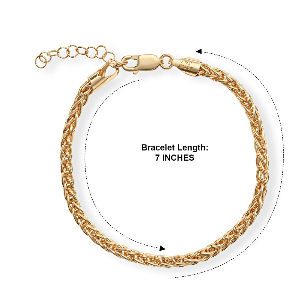 Bronzella Collection - 18K Gold Overlay Italian Made Spiga Bracelet (Size - 7+1 Ext) Weight 7.20 Grams_8666740_3