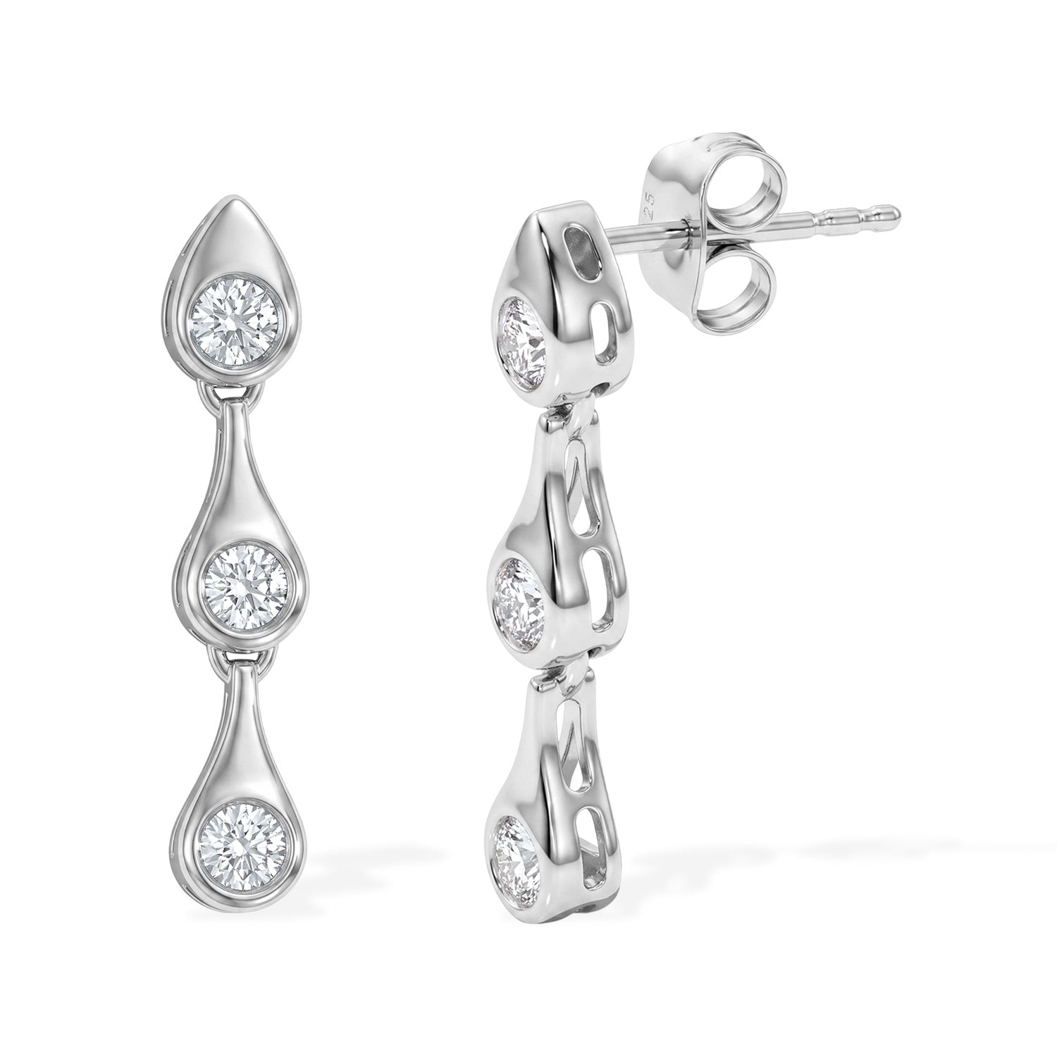 Lucy Q - SGL Certified Lab Grown Diamond (SI-G-H) Dangling Earring with Push Back in Rhodium Overlay Sterling Silver 0.50 Ct. 8666760 0