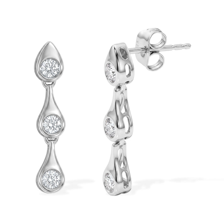 Lucy Q - SGL Certified Lab Grown Diamond (SI-G-H) Dangling Earring with Push Back in Rhodium Overlay Sterling Silver 0.50 Ct. 8666760 1