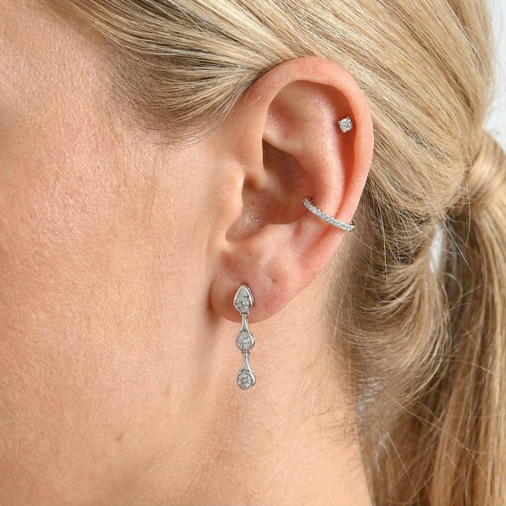 Lucy Q - SGL Certified Lab Grown Diamond (SI/G-H) Dangling Earring with Push Back in Rhodium Overlay Sterling Silver 0.50 Ct._8666760_2