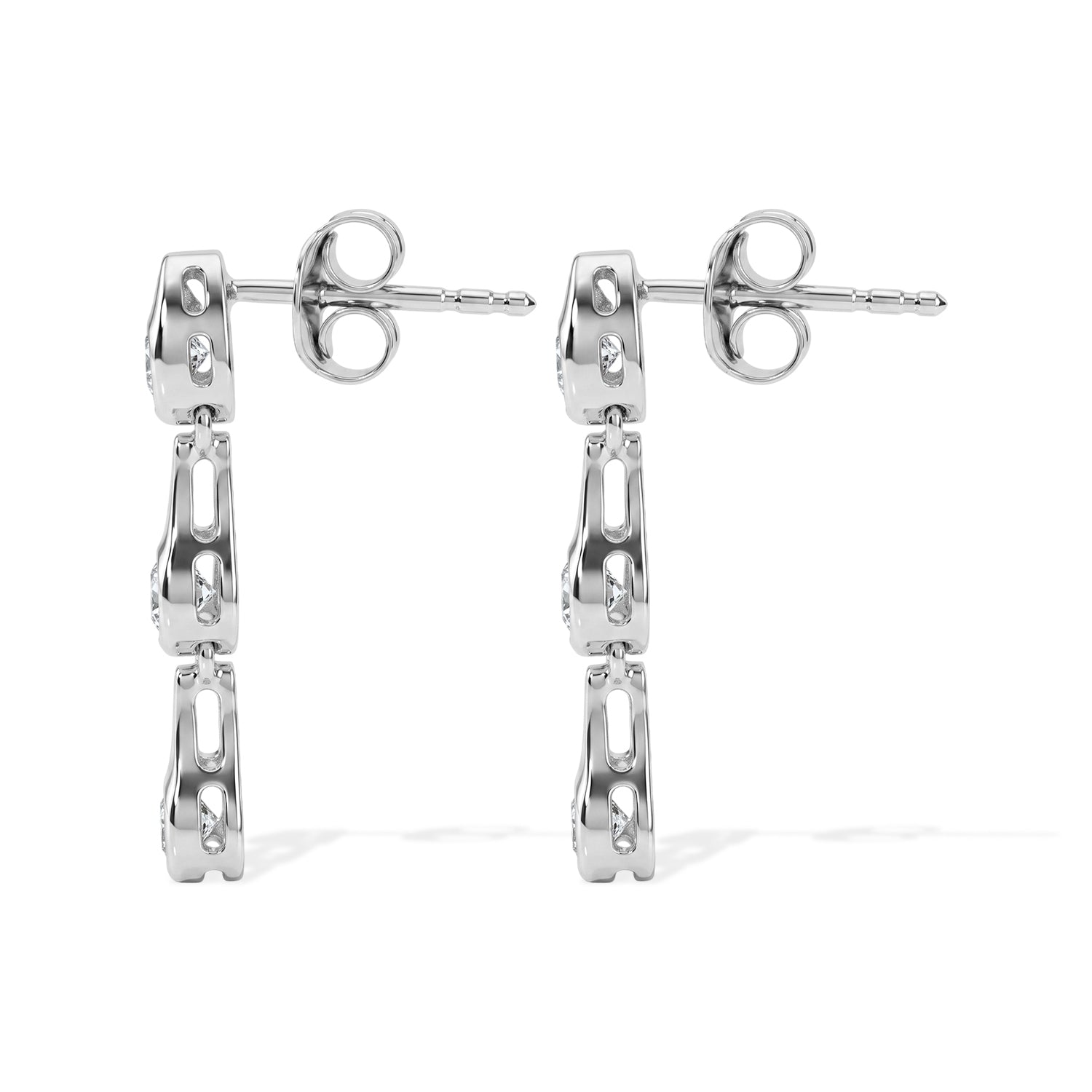 Lucy Q - SGL Certified Lab Grown Diamond (SI-G-H) Dangling Earring with Push Back in Rhodium Overlay Sterling Silver 0.50 Ct. 8666760 3