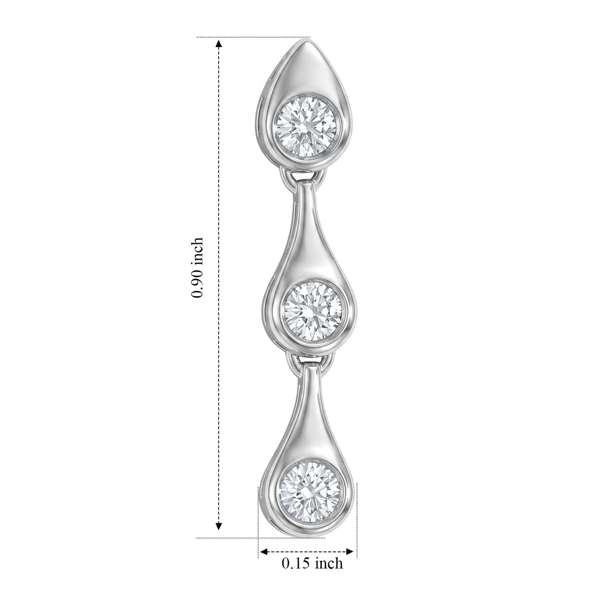 Lucy Q - SGL Certified Lab Grown Diamond (SI-G-H) Dangling Earring with Push Back in Rhodium Overlay Sterling Silver 0.50 Ct. 8666760 4