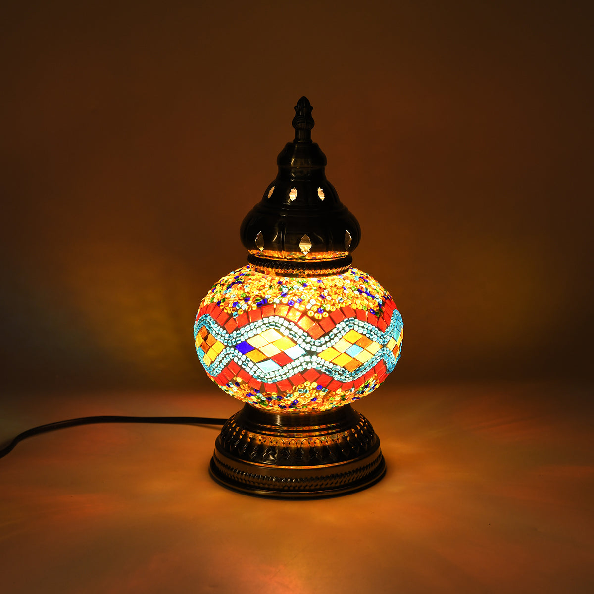 LIVMORE Limited Edition Hand Finished Turkish Mosaic Glass  Lamp (Requires E14 Screw Bulb) Mains Powered UK Plug - Multi 8666775 1