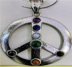 Multi Gemstones Peace Sign Chakra Pendant_8667242