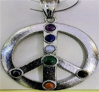 Multi Gemstones Peace Sign Chakra Pendant 8667242 0