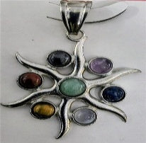 Multi Gemstones Sunburst Chakra Pendant 3.50 Ct. 8667250 1