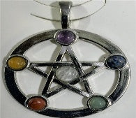 Multi Gemstones Pentagram Chakra Pendant 8667253 1