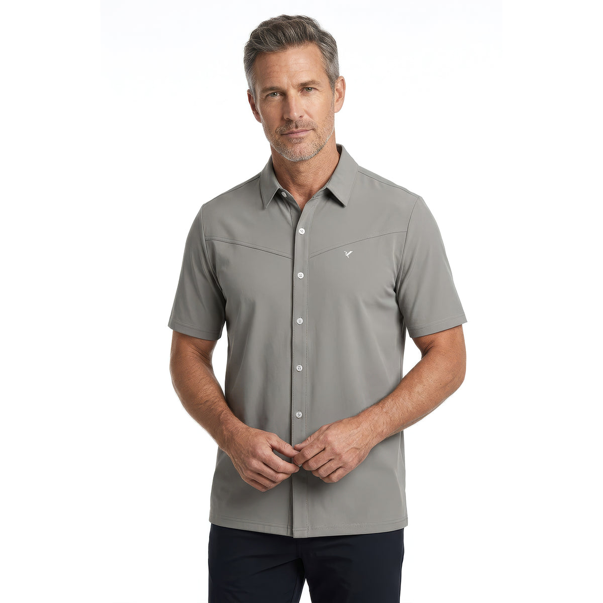 D-Rock V-Chest Stitched Short Sleeve Shirt (Size XXL, 114 Cm) - Grey V32759702 0