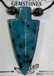 Blue Kiwi Jasper &amp; Hematite Arrowhead Pendant with Adjustable Black Cord (Size - 30) 40.00 Ct. 8667953 1