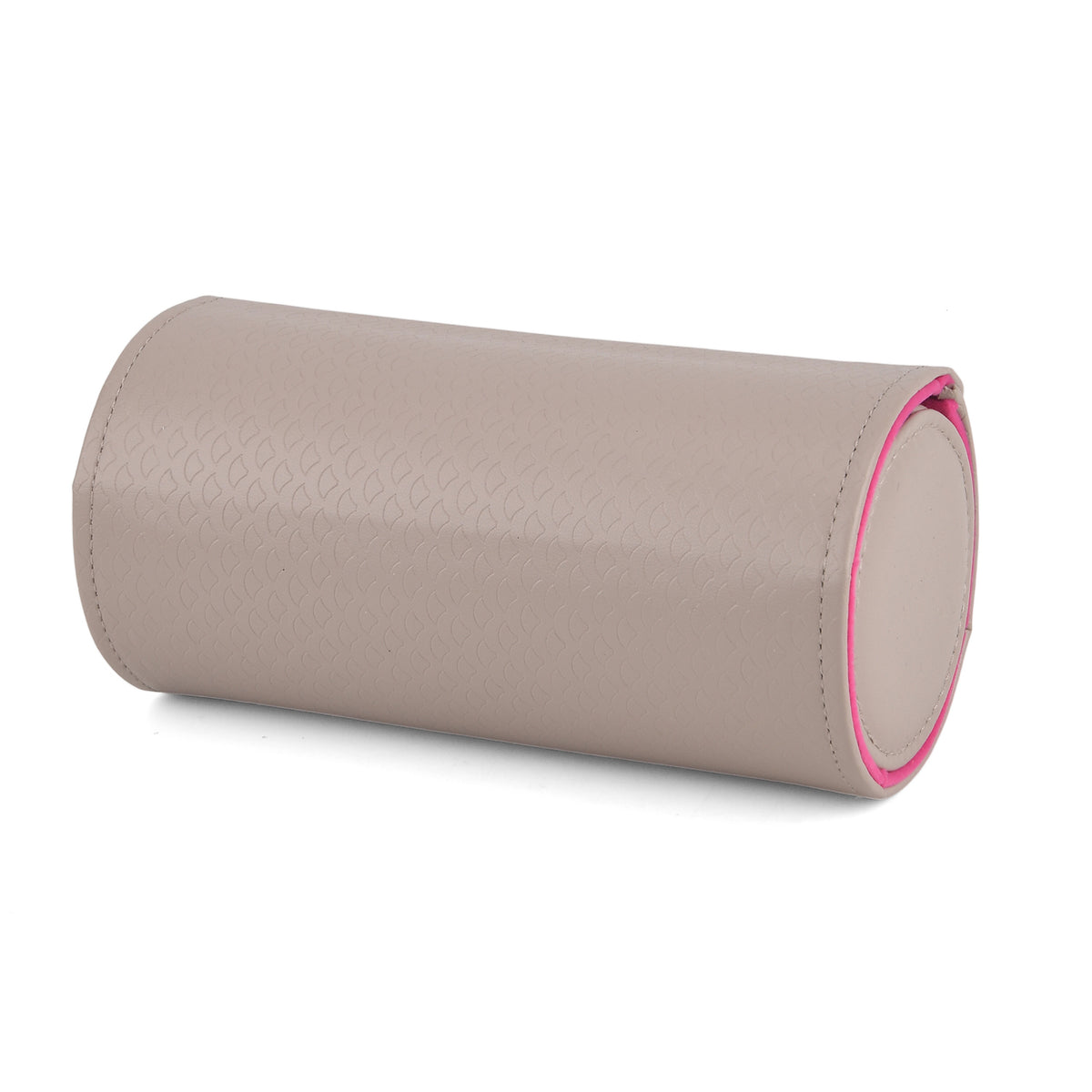 3-Layer Cylindrical Travel Jewellery Roll Organiser Box - Beige V32575213 1