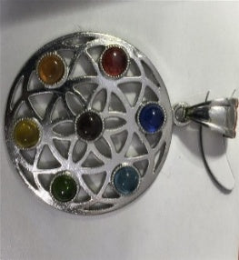Multi Colour Crystal Floral Circle Chakra Pendant 3 8668027 1
