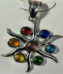 Multi Colour Crystal Sunburst Chakra Pendant 3.50 Ct. V32514655 0