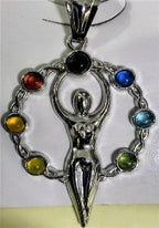 Multi Color Crystal Goddess Chakra Pendant in Silver Tone 2.00 Ct._8668067