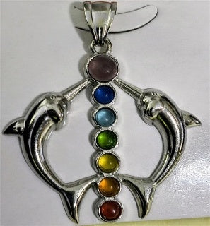 Multi Colour Crystal Dolphin Chakra Pendant 3.50 Ct. 8668099 1