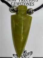 Olive Green Jade Arrowhead Pendant with Black Cord (Size - 18) & Lobster Clasp 35.00 Ct._8668103