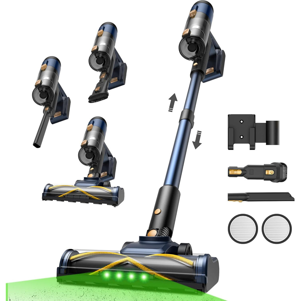 Blitz V12 Cordless Vacuum Cleaner - 450W SUPER Powerful, 50 Min Run-time Detachable Battery with Anti Tangle Brush, LED Touchscreen for Hardfloor, Carpet and Pet Hair_8668369