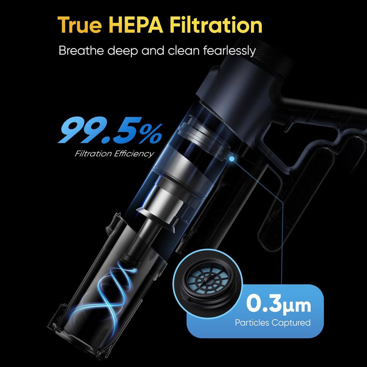 Blitz V12 Cordless Vacuum Cleaner - 450W SUPER Powerful, 50 Min Run-time Detachable Battery with Anti Tangle Brush, LED Touchscreen for Hardfloor, Carpet and Pet Hair 8668369 7