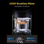 Blitz V12 Cordless Vacuum Cleaner - 450W SUPER Powerful, 50 Min Run-time Detachable Battery with Anti Tangle Brush, LED Touchscreen for Hardfloor, Carpet and Pet Hair_8668369_8