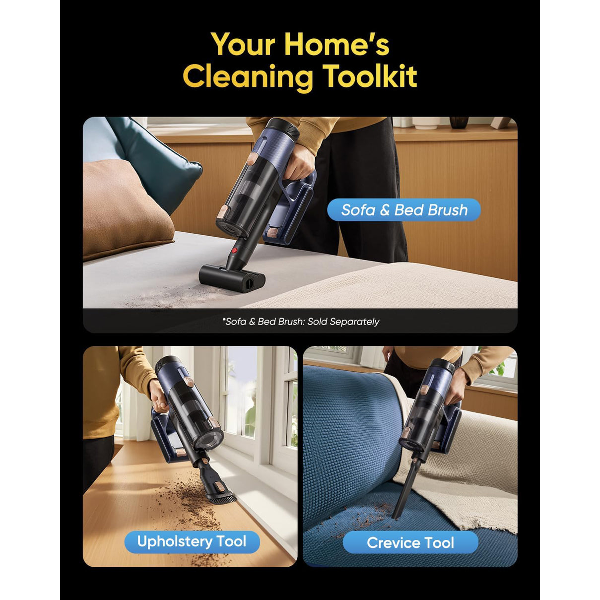 Blitz V12 Cordless Vacuum Cleaner - 450W SUPER Powerful, 50 Min Run-time Detachable Battery with Anti Tangle Brush, LED Touchscreen for Hardfloor, Carpet and Pet Hair 8668369 9