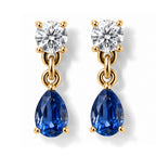 D'Joy - Moissanite & Kyanite Dangling Earring with Push Post in Yellow Gold Plated Sterling Silver 1.62 Ct._8668405