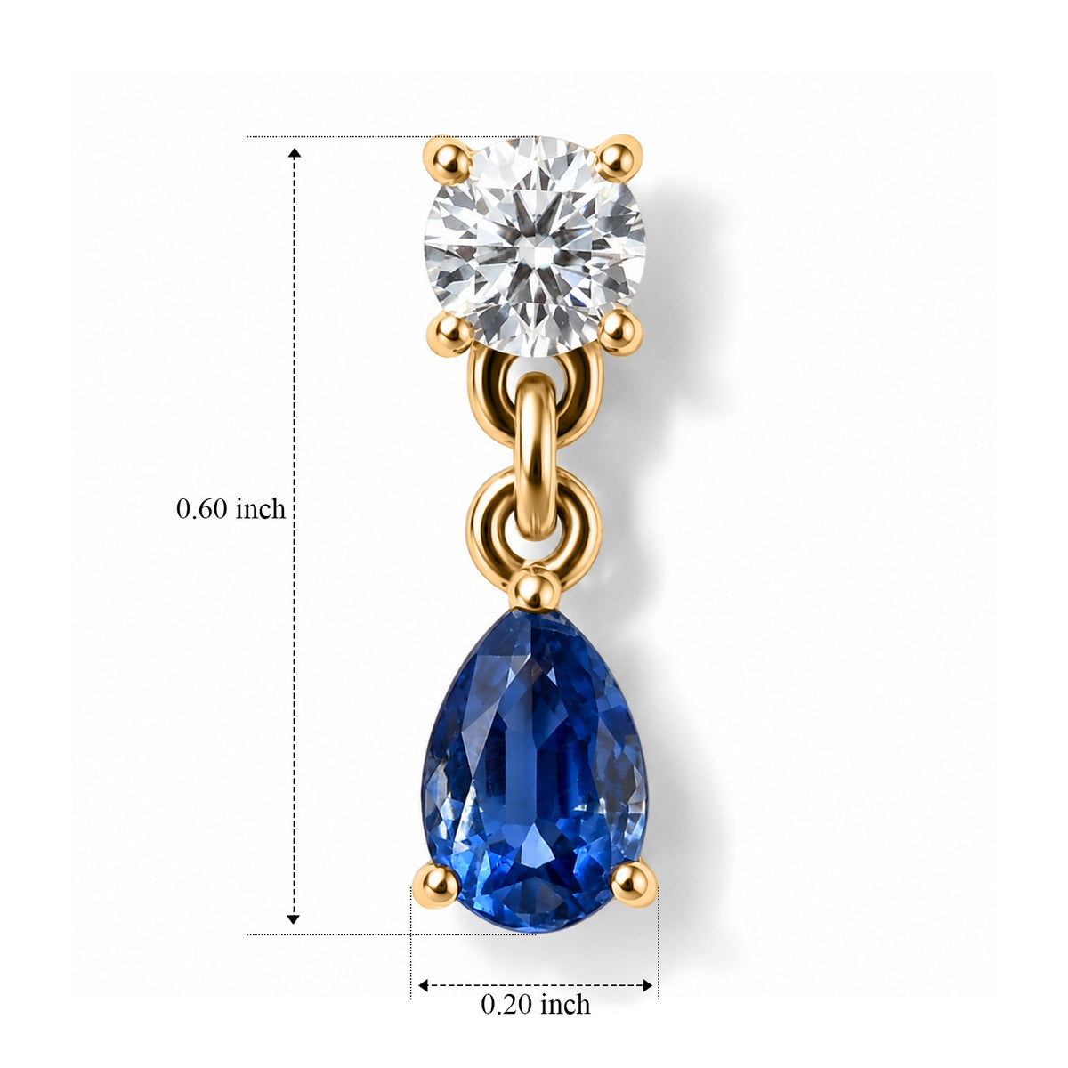 D'Joy - AAA Natural Kashmir Kyanite &amp; Moissanite Dangling Earring with Push Post in Yellow Gold Plated Sterling Silver 1.62 Ct. V32575864 5