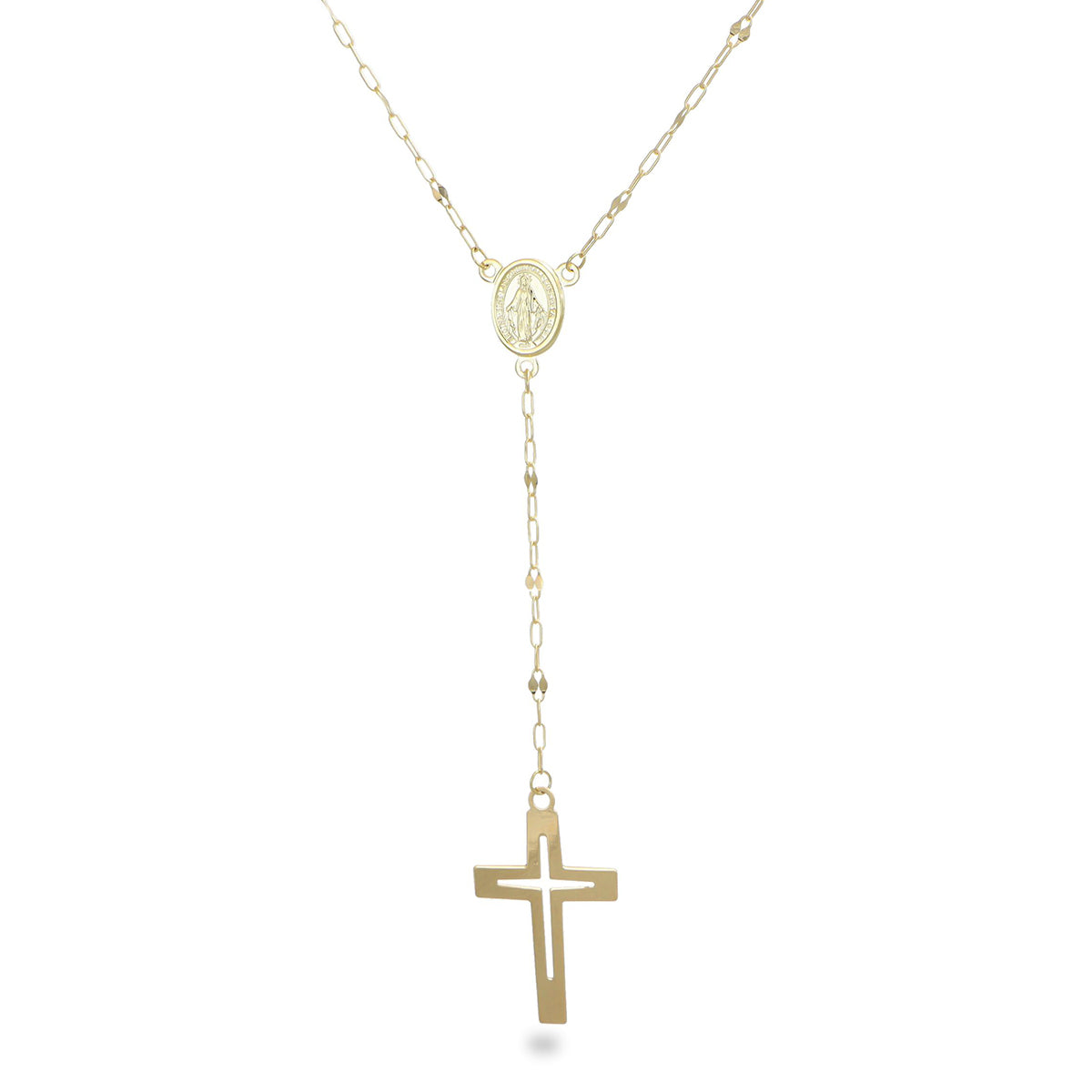 Maestro Collection -9K Yellow Gold Cross Necklace with Spring Ring Clasp 8668670 0