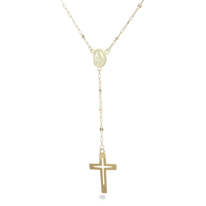Maestro Collection -9K Yellow Gold Cross Necklace with Spring Ring Clasp 8668670 1