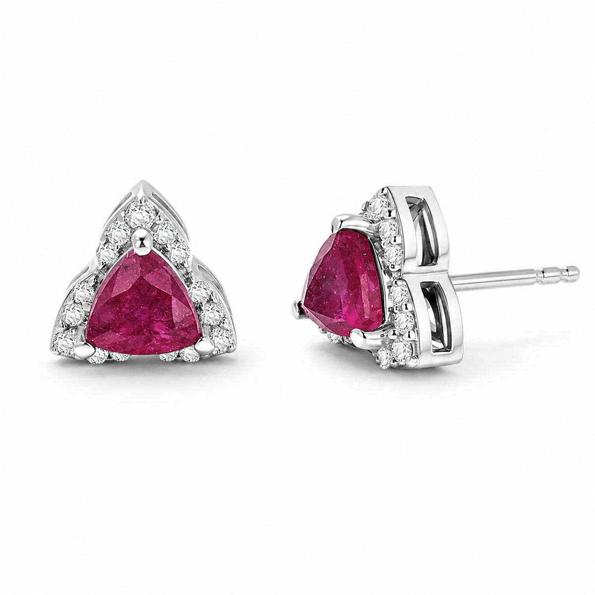 D'Joy - African Ruby &amp; White Zircon Earring with Push Post in Rhodium Overlay Sterling Silver 1.70 Ct. 8668819 0