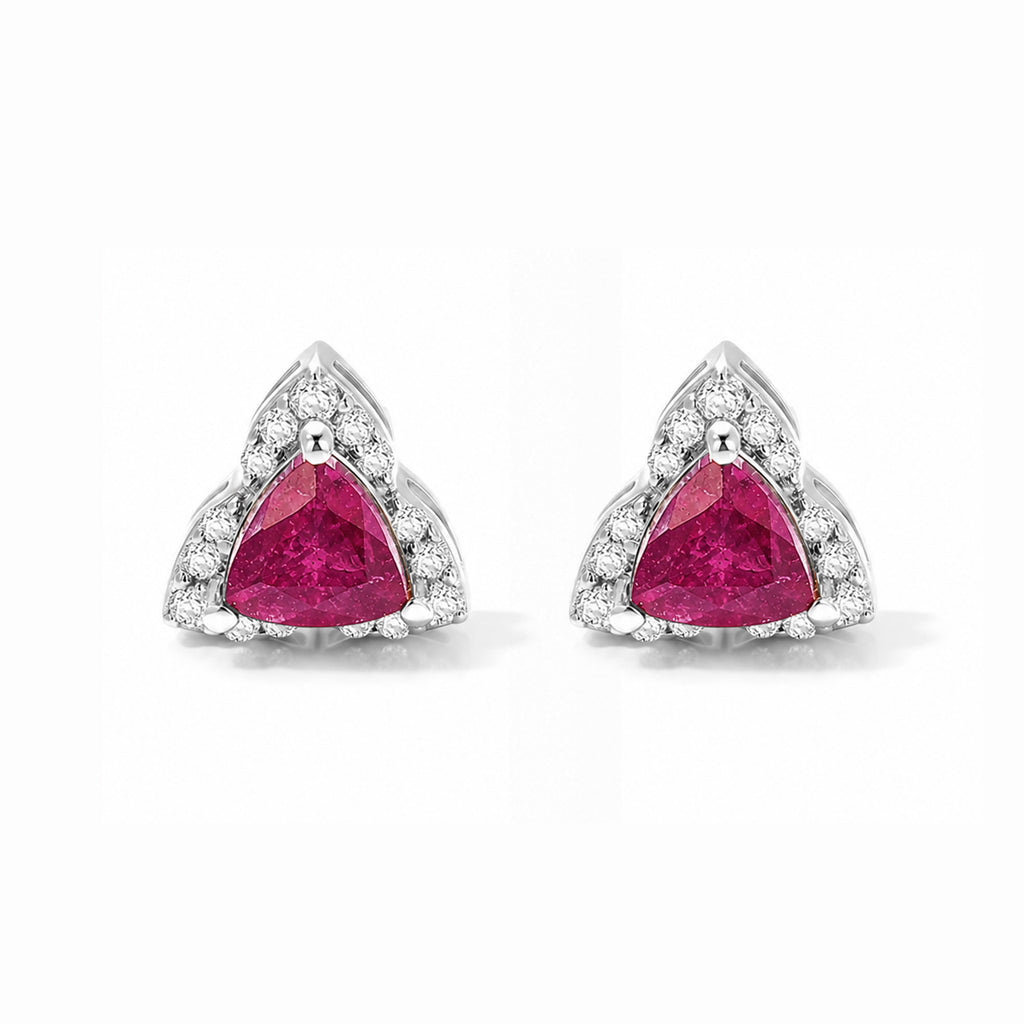 D'Joy - African Ruby & White Zircon Earring with Push Post in Rhodium Overlay Sterling Silver 1.70 Ct._8668819_3