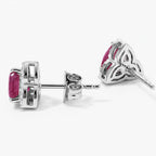 D'Joy - African Ruby & White Zircon Earring with Push Post in Rhodium Overlay Sterling Silver 1.70 Ct._8668819_4