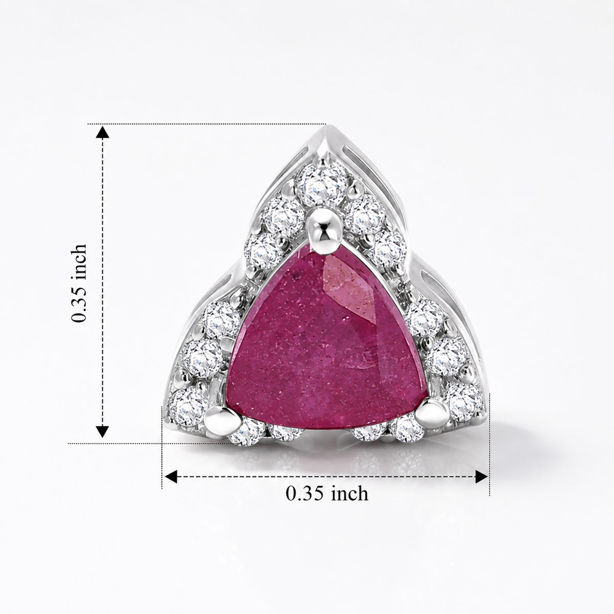 D'Joy - African Ruby &amp; White Zircon Earring with Push Post in Rhodium Overlay Sterling Silver 1.70 Ct. 8668819 8