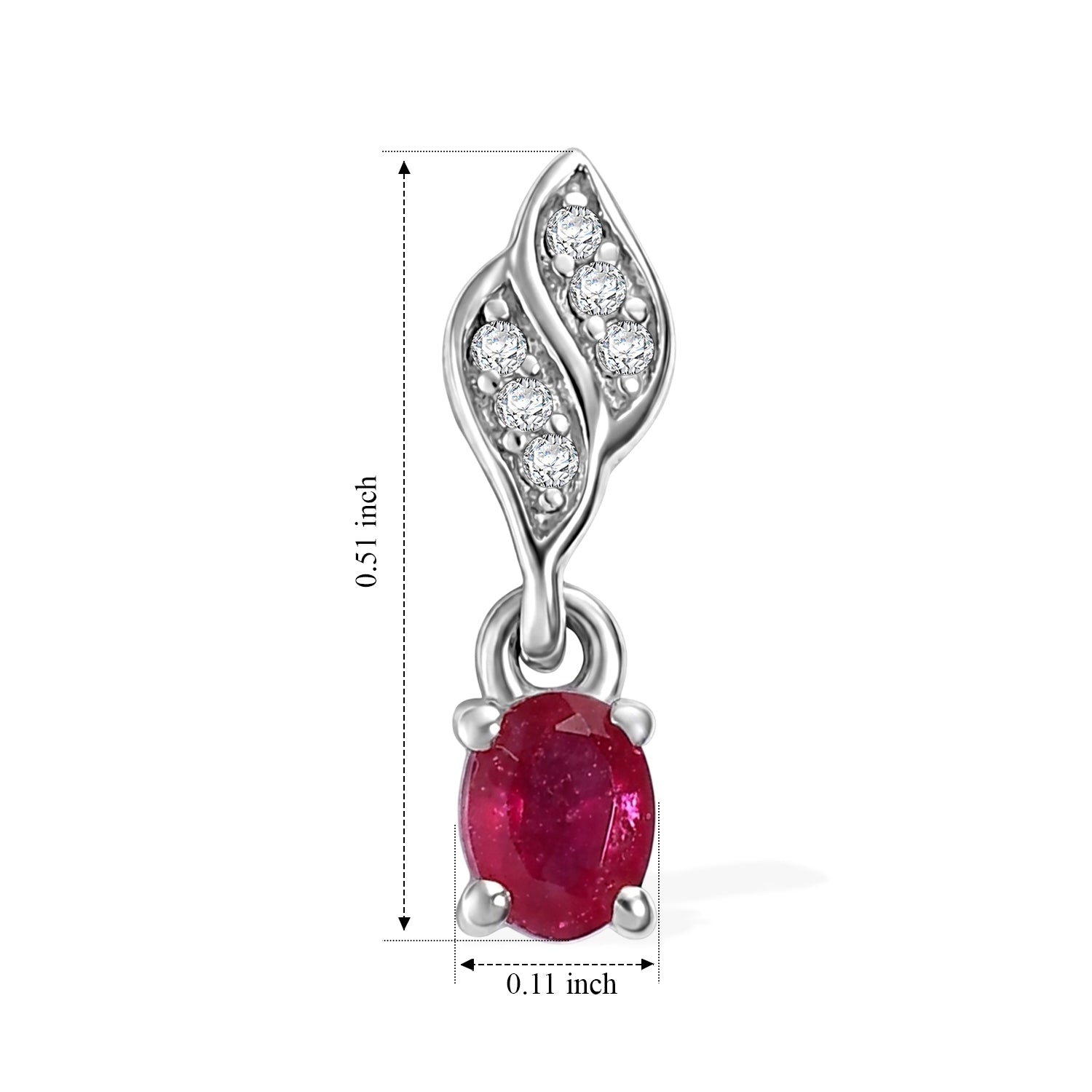D'Joy - African Ruby &amp; Moissanite Floral Earrings with Push Post in Rhodium Overlay Sterling Silver 3.35 Ct. 8668821 4