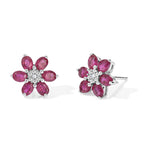 D'Joy - African Ruby & Moissanite Earring with Push Post in Rhodium Overlay Sterling Silver 3.35 Ct._8668889