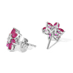 D'Joy - African Ruby & Moissanite Earring with Push Post in Rhodium Overlay Sterling Silver 3.35 Ct._8668889_3