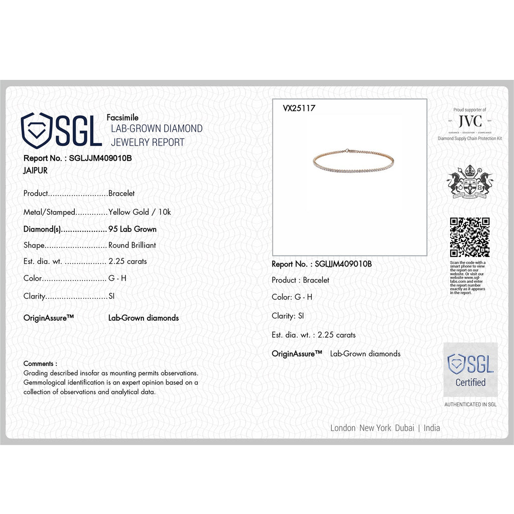 Luxuriant 10K Yellow Gold SI Lab Grown Diamond GH, SI Cluster Bracelet (Size - 8), Gold Wt.1.97 Gms  2.232  Ct._8669047_5