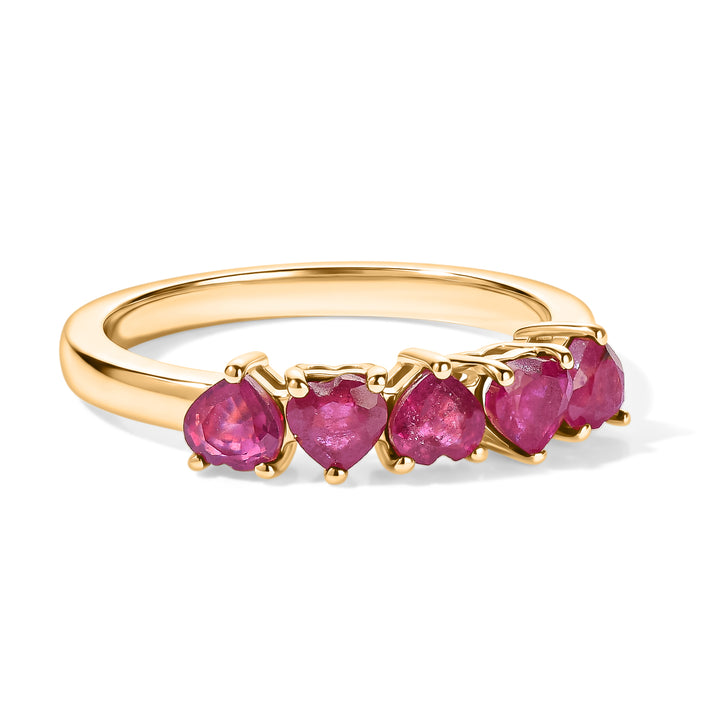 D'Joy - African Ruby 5 Stone Ring in 18K Vermeil Yellow Gold Plated Sterling Silver 1.36 Ct. 8669069 1