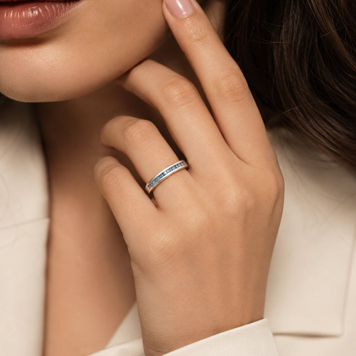 D'Joy - Natural Blue Diamond Ring in Rhodium Overlay Sterling Silver 0.25 Ct. 8669109 2