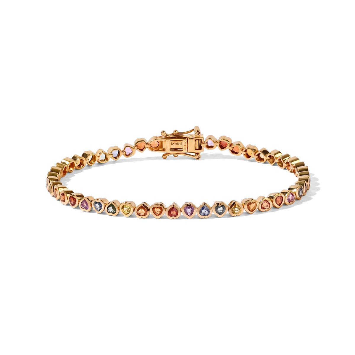 D'Joy - Rainbow Sapphire Link Bracelet (Size - 7.5) in 18K Vermeil Yellow Gold Plated Sterling Silver 6.70 Ct. 8669431 0