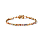 D'Joy - Rainbow Sapphire Link Bracelet (Size - 7.5) in 18K Vermeil Yellow Gold Plated Sterling Silver 6.70 Ct._8669431