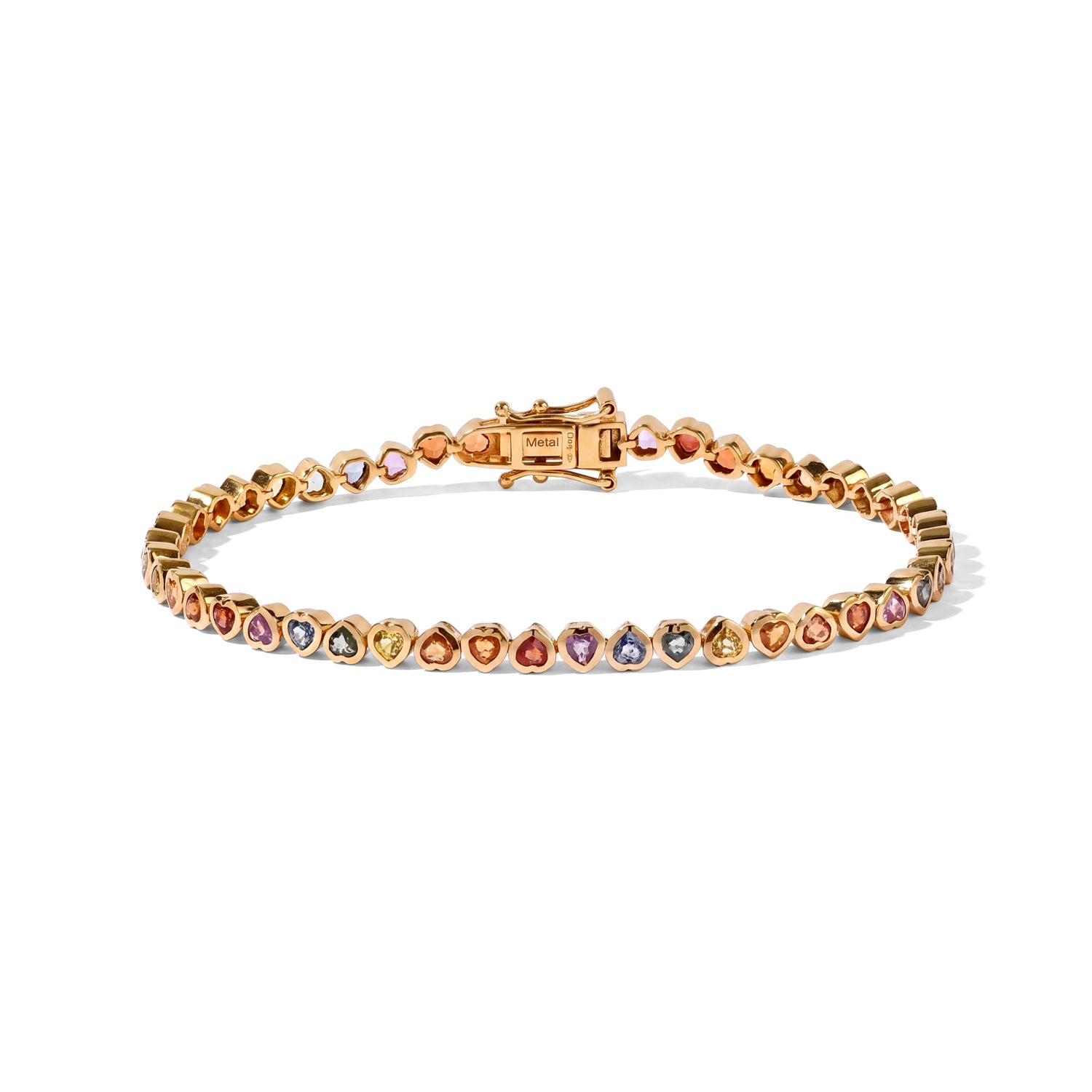 D'Joy - Rainbow Sapphire Link Bracelet (Size - 7.5) in 18K Vermeil Yellow Gold Plated Sterling Silver 6.70 Ct. 8669431 0