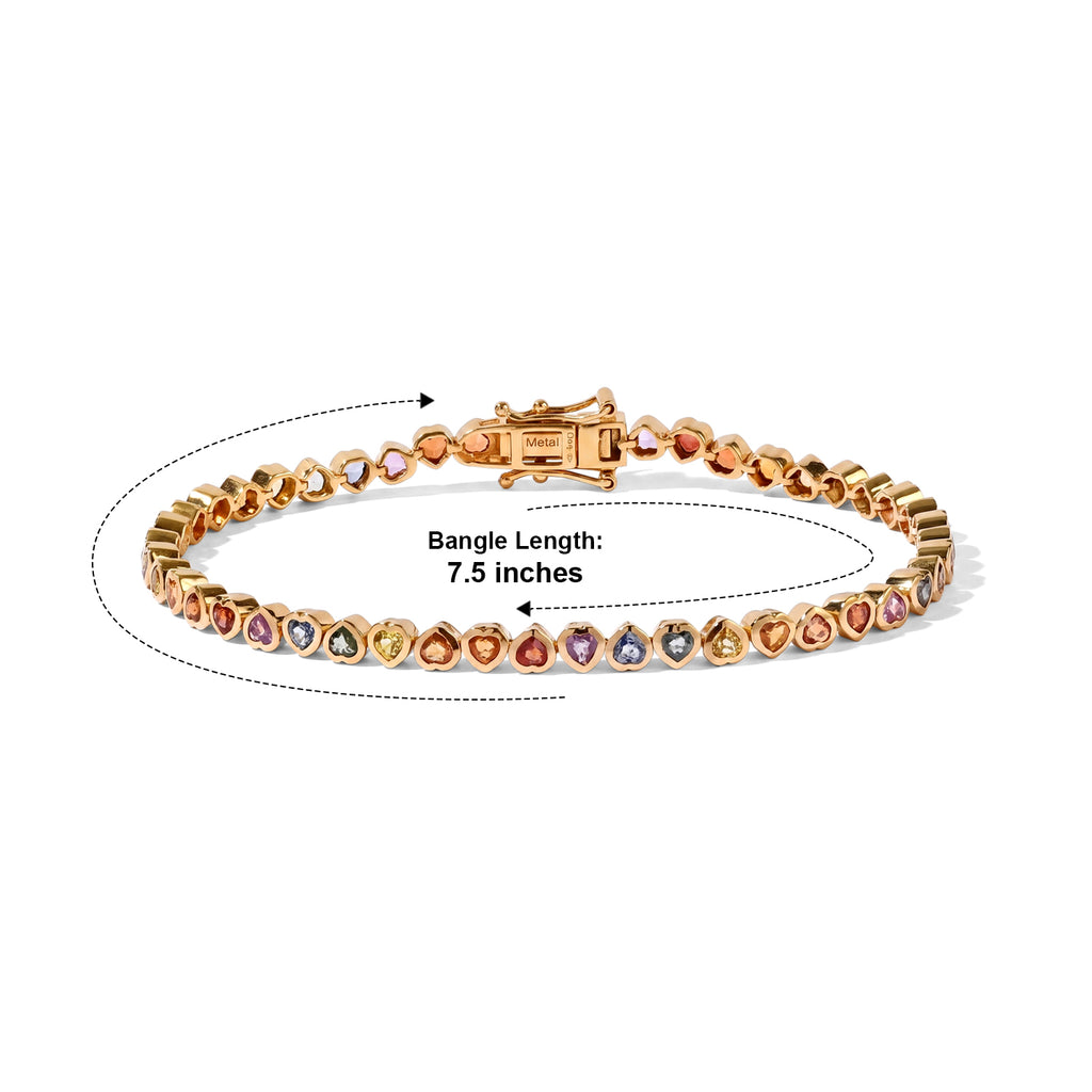 D'Joy - Rainbow Sapphire Link Bracelet (Size - 7.5) in 18K Vermeil Yellow Gold Plated Sterling Silver 6.70 Ct._8669431_4