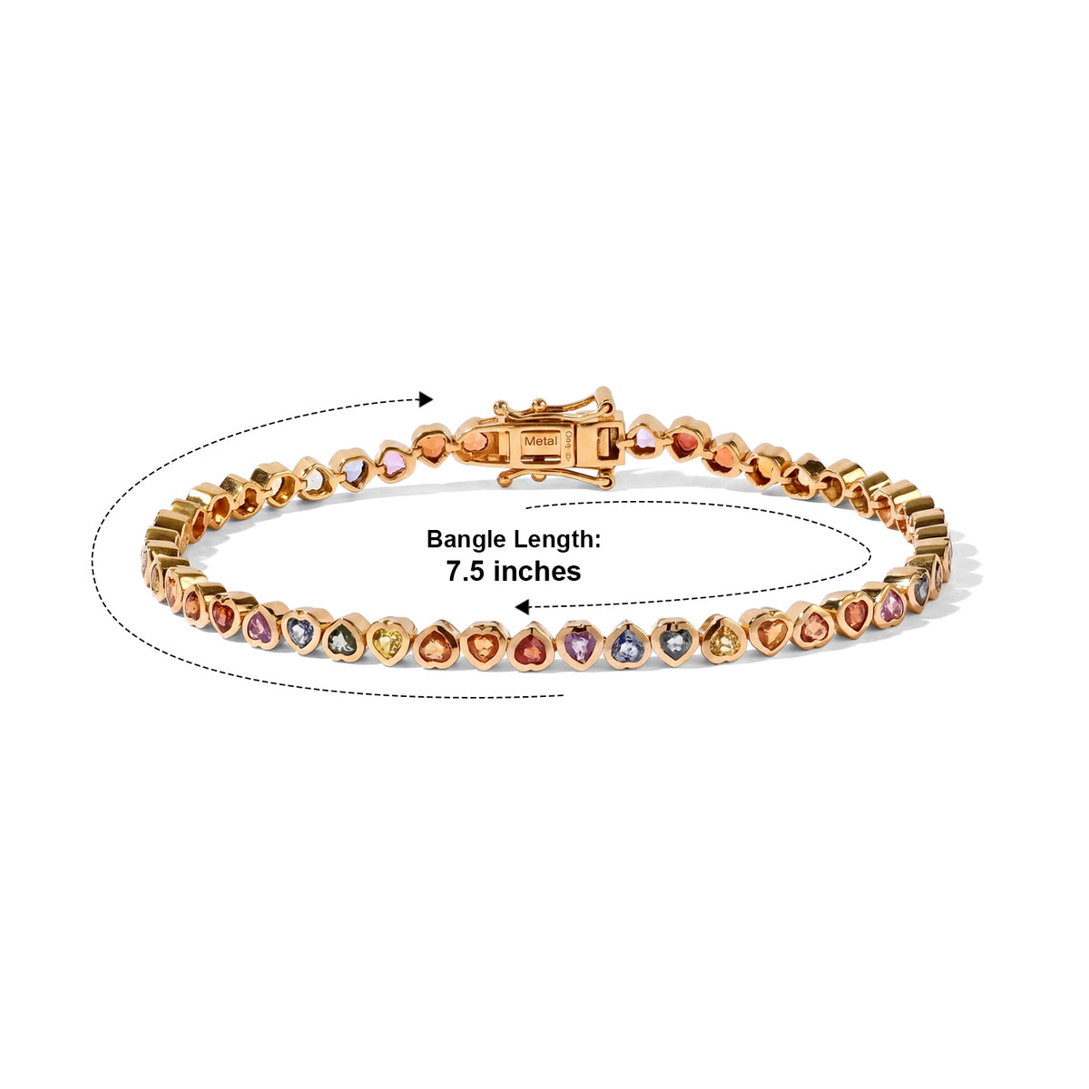 D'Joy - Rainbow Sapphire Link Bracelet (Size - 7.5) in 18K Vermeil Yellow Gold Plated Sterling Silver 6.70 Ct. 8669431 3