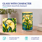 LIVMORE Battery-Operated Stained Glass Calla Lily Print Rotating Decorative Table Lamp - 15cm_8669565_3