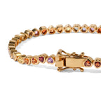 D'Joy - Rainbow Sapphire Link Bracelet (Size - 8) in 18K Vermeil Yellow Gold Plated Sterling Silver 6.70 Ct, Silver Wt.10.22 Gms_8669649_3