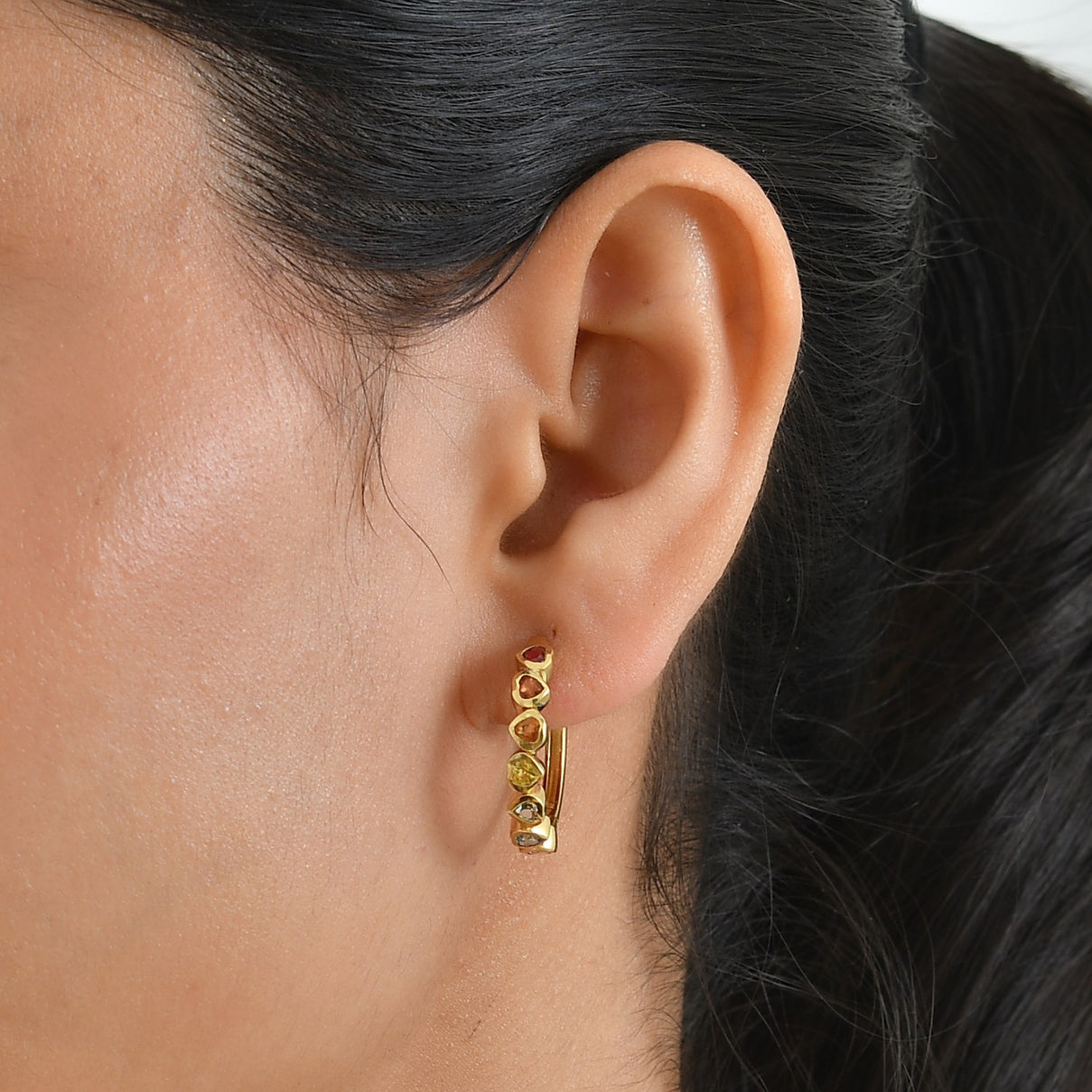 D'Joy Multi Sapphire Full Hoop Earring in 18K YG VermeilSterling Silver  2.170  Ct. 8669650 1