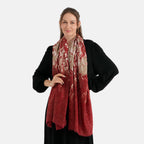 La Marey Womens Gold Printed Lightweight Scarf (180 x 90 cm) - Maroon_8669807_1