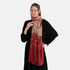 La Marey Womens Gold Printed Lightweight Scarf (180 x 90 cm) - Maroon_8669807_2