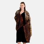 La Marey Womens Multi Colour Gold Printed Lightweight Scarf (180 x 90 cm) - Brown_8669808